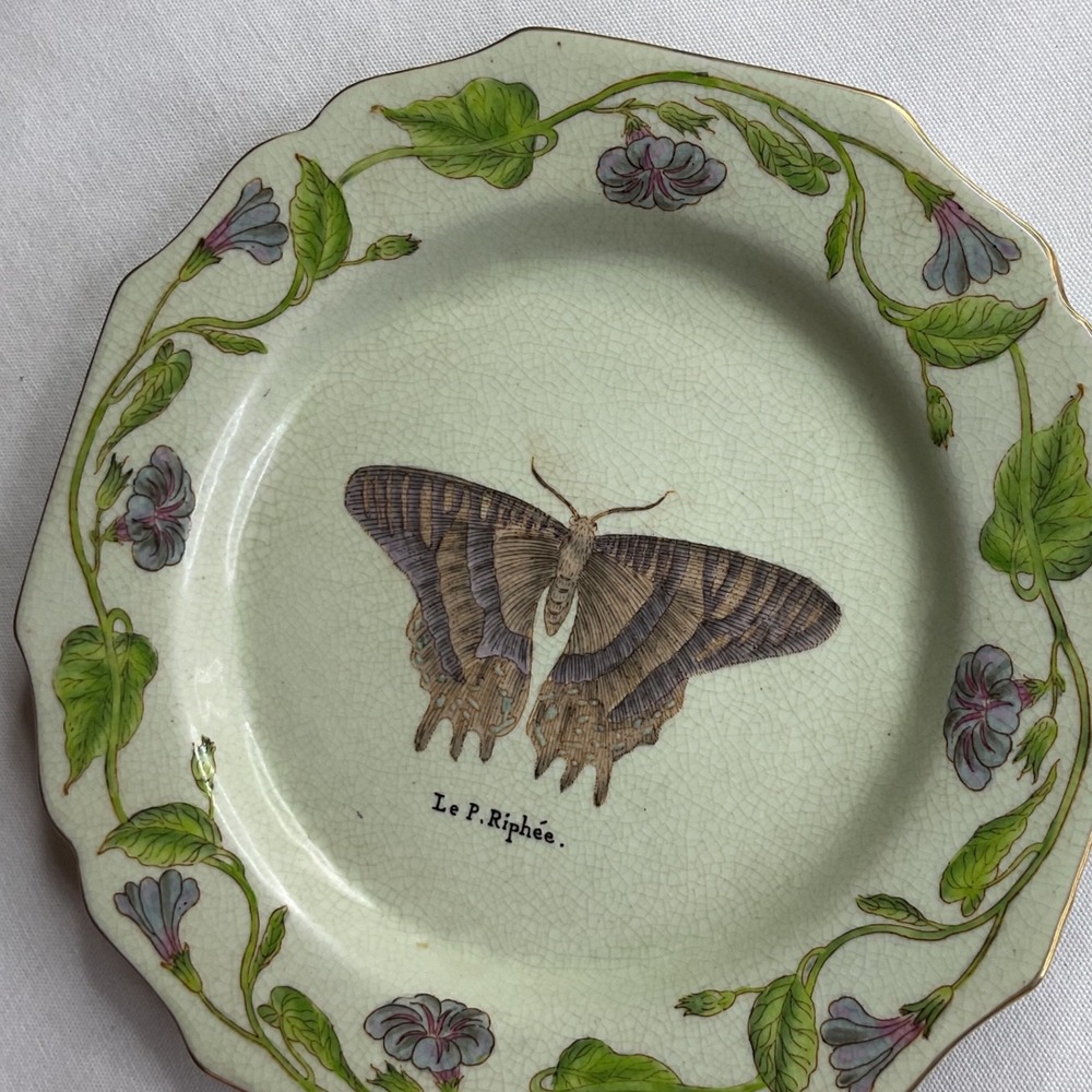 Mark Roberts Le P Riphee Butterfly Botanical Scalloped Ceramic Plate Wall Art